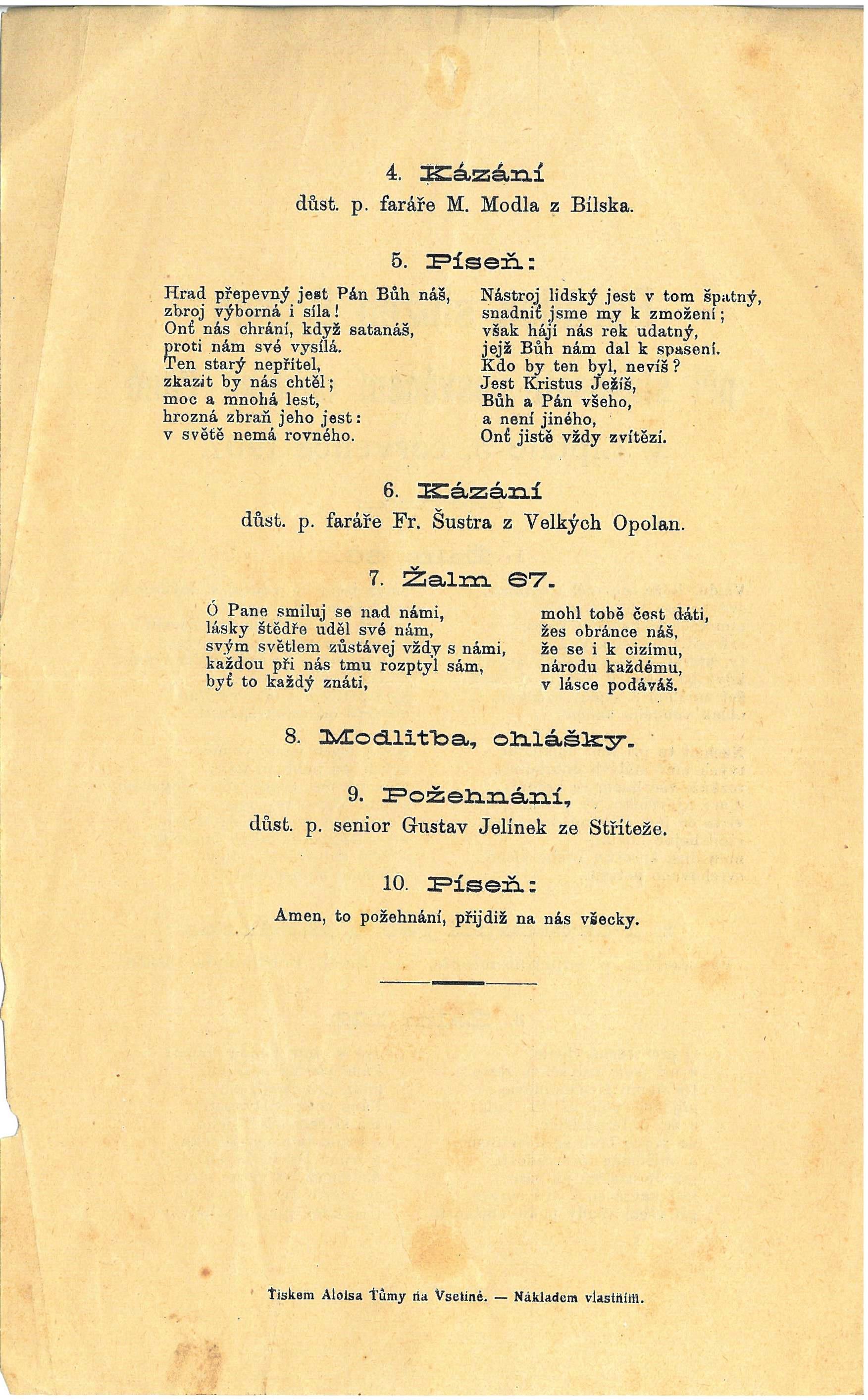 Program - posveceni chramu 5.7.1907 2